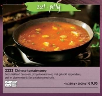 Promoties Chinese tomatensoep - Huismerk - Bofrost - Geldig van 01/09/2017 tot 28/02/2018 bij Bofrost