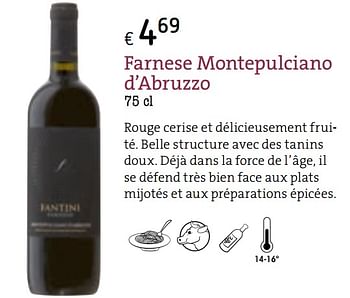 Promoties Farnese montepulciano d`abruzzo - Rode wijnen - Geldig van 01/09/2017 tot 30/11/2017 bij Spar (Colruytgroup)