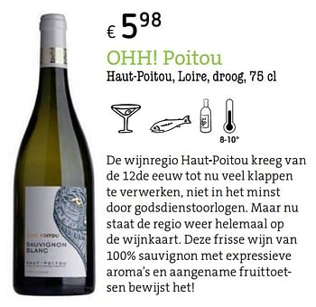 Promoties Ohh poitou haut-poitou, loire, droog - Witte wijnen - Geldig van 01/09/2017 tot 30/11/2017 bij Spar (Colruytgroup)