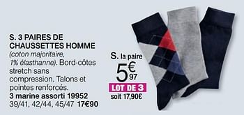 Promotions 3 paires de chaussettes homme - Produit Maison - Damart - Valide de 14/08/2017 à 31/12/2017 chez Damart