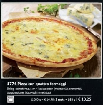 Promoties Pizza con quattro formaggi - Huismerk - Bofrost - Geldig van 01/09/2017 tot 28/02/2018 bij Bofrost