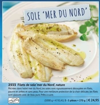 Promotions Filets de sole mer du nord nature - Produit maison - Bofrost - Valide de 01/09/2017 à 28/02/2018 chez Bofrost