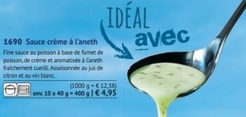 Promotions Sauce crème à l`aneth - Produit maison - Bofrost - Valide de 01/09/2017 à 28/02/2018 chez Bofrost