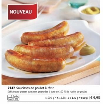 Promotions Saucisses de poulet à rôtir - Produit maison - Bofrost - Valide de 01/09/2017 à 28/02/2018 chez Bofrost
