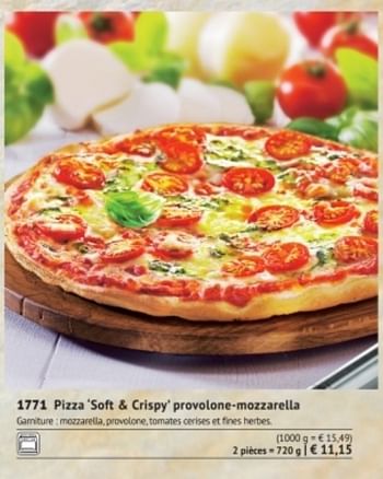 Promotions Pizza soft + crispy provolone-mozzarella - Produit maison - Bofrost - Valide de 01/09/2017 à 28/02/2018 chez Bofrost