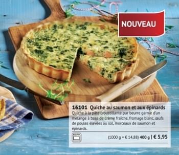 Promotions Quiche au saumon et aux épinards - Produit maison - Bofrost - Valide de 01/09/2017 à 28/02/2018 chez Bofrost