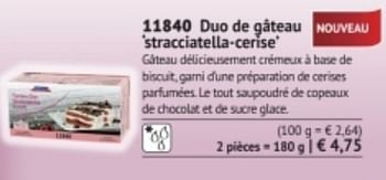 Promotions Duo de gâteau stracciatella-cerise - Produit maison - Bofrost - Valide de 01/09/2017 à 28/02/2018 chez Bofrost