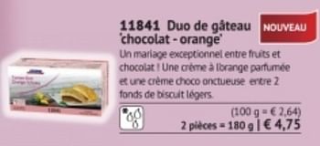 Promotions Duo de gâteau chocolat orange - Produit maison - Bofrost - Valide de 01/09/2017 à 28/02/2018 chez Bofrost