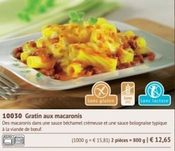 Promotions Gratin aux macaronis - Produit maison - Bofrost - Valide de 01/09/2017 à 28/02/2018 chez Bofrost