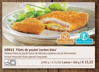 Promotions Filets de poulet cordon bleu - Produit maison - Bofrost - Valide de 01/09/2017 à 28/02/2018 chez Bofrost