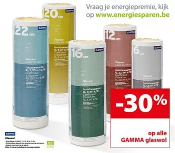 Promotions -30% op alle gamma glaswol - Gamma - Valide de 13/09/2017 à 25/09/2017 chez Gamma