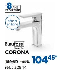 Promoties Corona robinets de lavabo - Blaufoss - Geldig van 28/08/2017 tot 30/09/2017 bij X2O