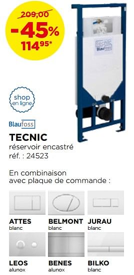 Promotions Tecnic réservoir encastré - Blaufoss - Valide de 28/08/2017 à 30/09/2017 chez X2O