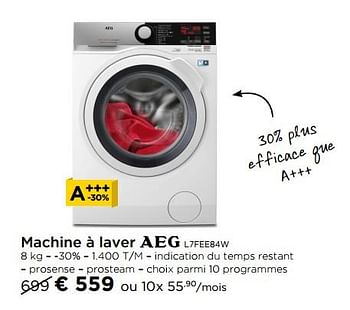Promoties Machine à laver aeg l7fee84w - AEG - Geldig van 01/09/2017 tot 29/09/2017 bij Molecule