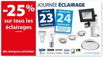 Promotions -25% sur tous les éclairages - Produit maison - Gamma - Valide de 13/09/2017 à 25/09/2017 chez Gamma