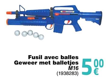 Promoties Fusil avec balles geweer met balletjes m16 - Huismerk - Cora - Geldig van 12/09/2017 tot 25/09/2017 bij Cora