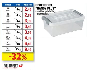 Promoties Opbergbox handy plus - Allibert - Geldig van 13/09/2017 tot 24/09/2017 bij Hubo