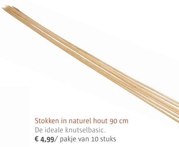 Promoties Stokken in naturel hout 90 cm - Huismerk - Ava - Geldig van 08/09/2017 tot 30/10/2017 bij Ava
