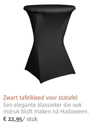 Promoties Zwart tafelkleed voor statafel - Huismerk - Ava - Geldig van 08/09/2017 tot 30/10/2017 bij Ava