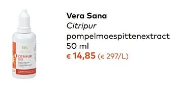 Promotions Vera sana citripur pompelmoespittenextract - Vera Sana - Valide de 13/09/2017 à 10/10/2017 chez Bioplanet