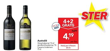 Promoties Australië shiraz-cabernet `15 of sémillon-chardonnay `15 cawarra lindemans - Rode wijnen - Geldig van 20/09/2017 tot 03/10/2017 bij Makro