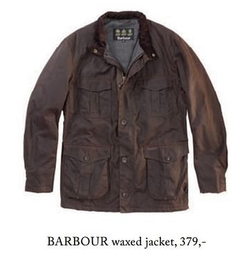 Promoties Barbour waxed jacket - Barbour - Geldig van 05/09/2017 tot 01/03/2018 bij De Bijenkorf