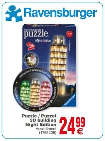 Promotions Puzzle - puzzel 3d gebouw night edition - Ravensburger - Valide de 19/09/2017 à 02/10/2017 chez Cora