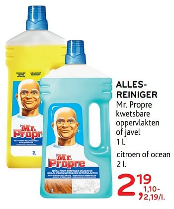 Promoties Alles reiniger mr. propre - Mr. Propre - Geldig van 20/09/2017 tot 03/10/2017 bij Alvo