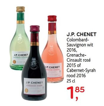 Promoties J.p.chenet cabernet-syrah rood 2016 - Rode wijnen - Geldig van 20/09/2017 tot 03/10/2017 bij Alvo