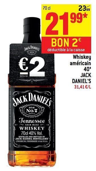 Promotions Whiskey américain 40° jack daniel`s - Jack Daniel's - Valide de 20/09/2017 à 26/09/2017 chez Match