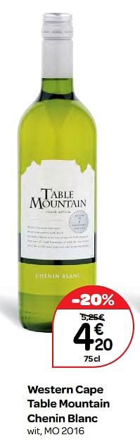 Promotions Western cape table mountain chenin blanc - Vins blancs - Valide de 20/09/2017 à 23/10/2017 chez Carrefour