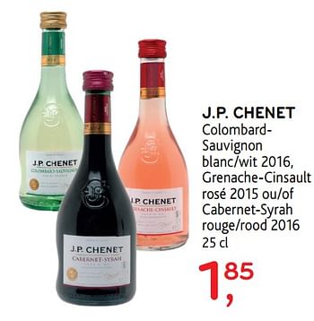 Promotions J.p. chenet colombardsauvignon blanc-wit 2016 - Vins rouges - Valide de 20/09/2017 à 03/10/2017 chez Alvo