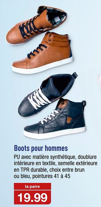 Promoties Boots pour hommes - Huismerk - Aldi - Geldig van 20/09/2017 tot 26/09/2017 bij Aldi