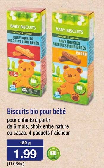 Promotions Biscuits bio pour bébé - Produit maison - Aldi - Valide de 20/09/2017 à 26/09/2017 chez Aldi