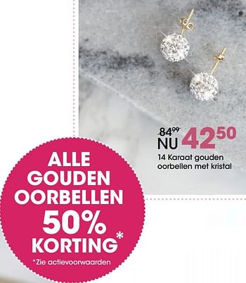 Promoties 14 karaat gouden oorbellen met kristal - Huismerk - Lucardi - Geldig van 19/09/2017 tot 12/11/2017 bij Lucardi