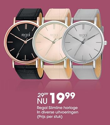 Promoties Regal slimline horloge in diverse uitvoeringen - Regal - Geldig van 19/09/2017 tot 12/11/2017 bij Lucardi