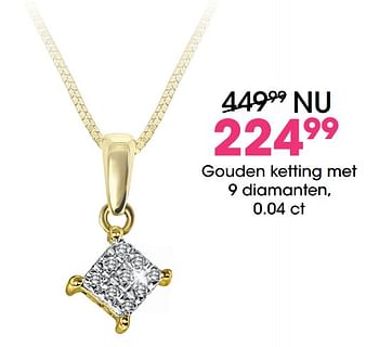 Promoties Gouden ketting met 9 diamanten - Huismerk - Lucardi - Geldig van 19/09/2017 tot 12/11/2017 bij Lucardi