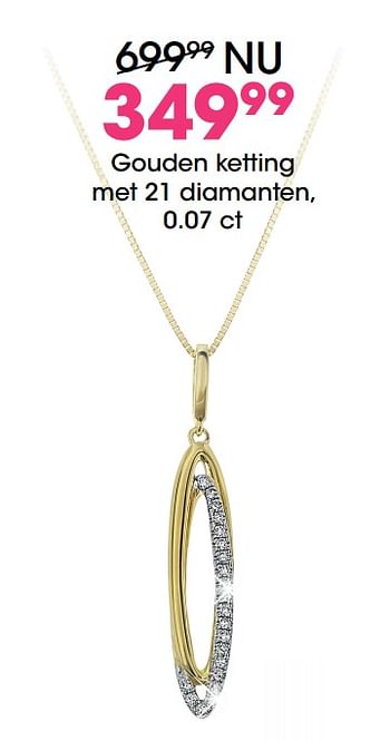 Promoties Gouden ketting met 21 diamanten - Huismerk - Lucardi - Geldig van 19/09/2017 tot 12/11/2017 bij Lucardi