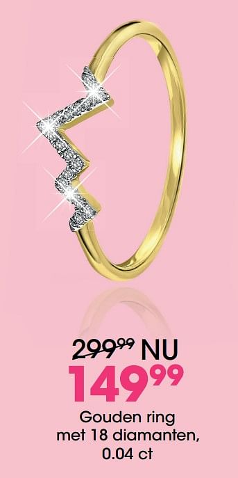Promoties Gouden ring met 18 diamanten - Huismerk - Lucardi - Geldig van 19/09/2017 tot 12/11/2017 bij Lucardi