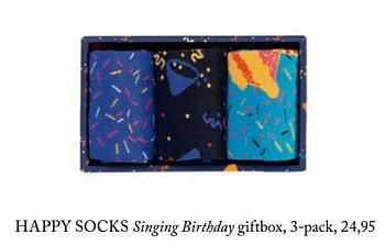 Promoties Happy socks singing birthday giftbox - Happy Socks - Geldig van 05/09/2017 tot 01/03/2018 bij De Bijenkorf