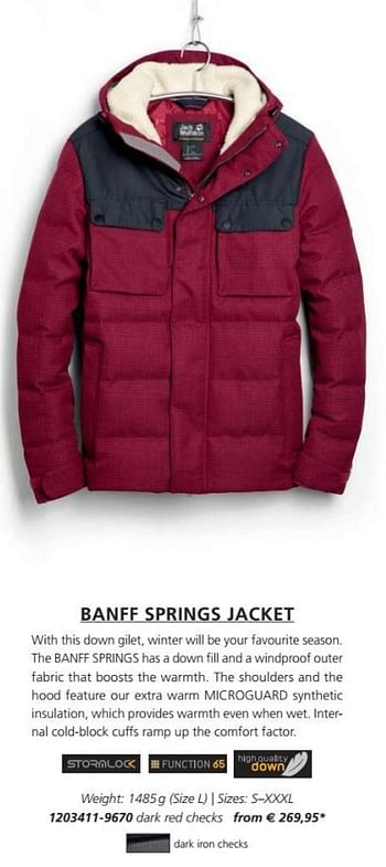 Promotions Banff springs jacket - Produit Maison - Jack Wolfskin - Valide de 12/09/2017 à 31/03/2018 chez Jack Wolfskin