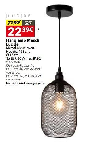 Promotions Hanglamp mesch lucide - Lucide - Valide de 26/09/2017 à 23/10/2017 chez BricoPlanit