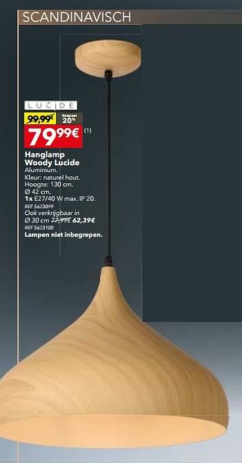 Promotions Hanglamp woody lucide - Lucide - Valide de 26/09/2017 à 23/10/2017 chez BricoPlanit