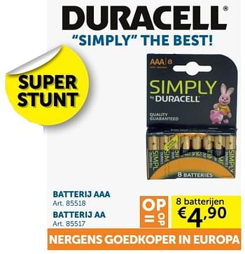 Promoties Duracell batterij simply the best! - Duracell - Geldig van 26/09/2017 tot 23/10/2017 bij Zelfbouwmarkt