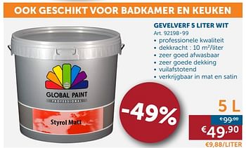 Promoties Gevelverf 5 liter wit - Global Paint - Geldig van 26/09/2017 tot 23/10/2017 bij Zelfbouwmarkt