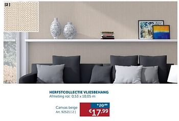 Promoties Herfstcollectie vliesbehang canvas beige - Huismerk - Zelfbouwmarkt - Geldig van 26/09/2017 tot 23/10/2017 bij Zelfbouwmarkt