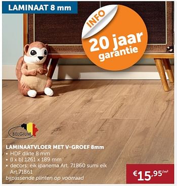 Promoties Laminaatvloer met v-groef - Huismerk - Zelfbouwmarkt - Geldig van 26/09/2017 tot 23/10/2017 bij Zelfbouwmarkt