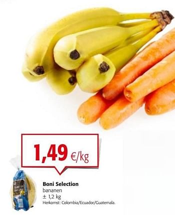 Promoties Boni selection bananen - Boni - Geldig van 20/09/2017 tot 03/10/2017 bij Colruyt
