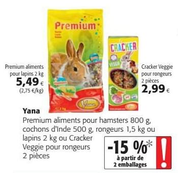 Promotions Yana premium alments pour lapins, pour rongeurs - Yana - Valide de 20/09/2017 à 03/10/2017 chez Colruyt