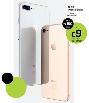 Promoties Apple iphone 8 - Apple - Geldig van 20/09/2017 tot 07/10/2017 bij Base